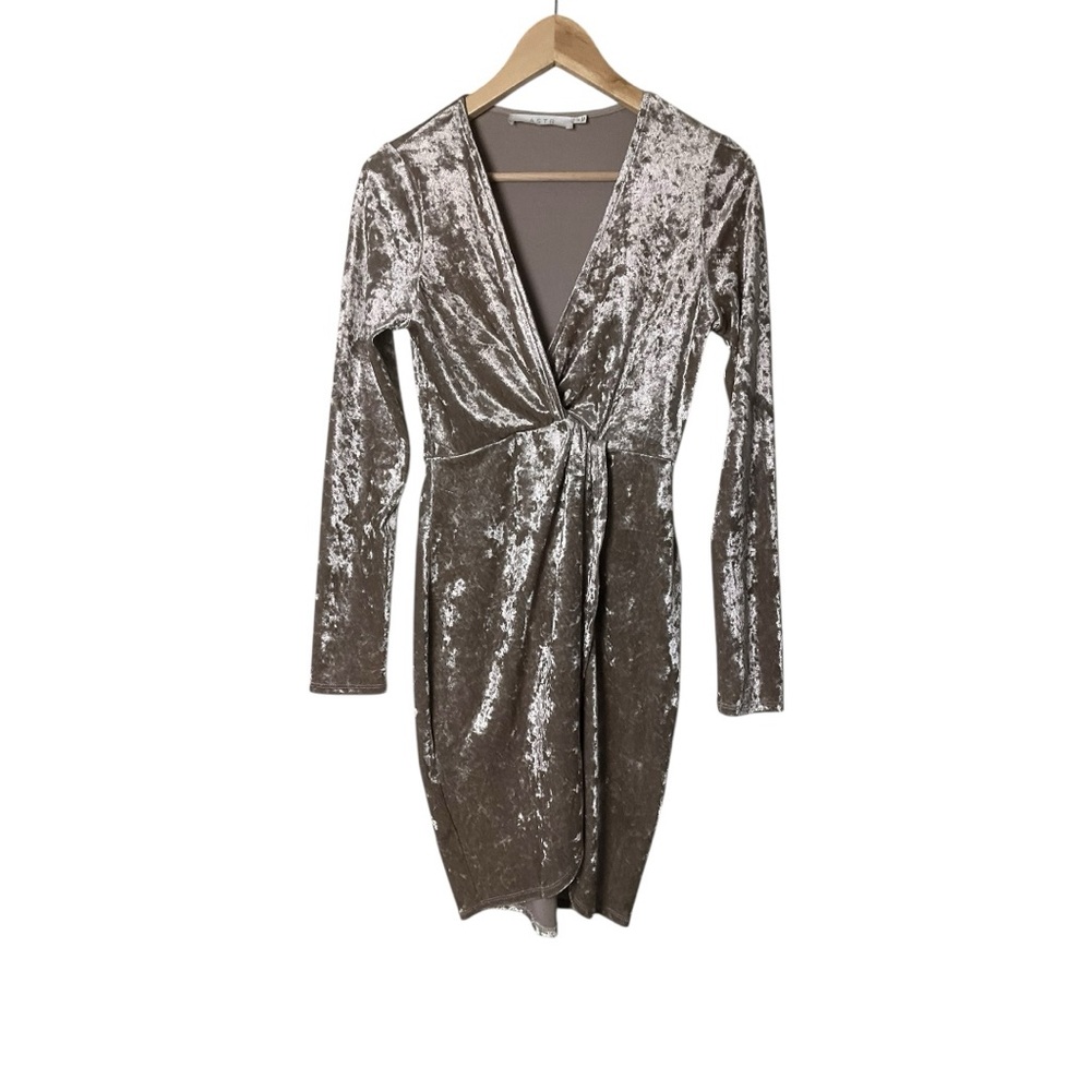 ASTR Gold Crushed Velvet Mandy Dress S